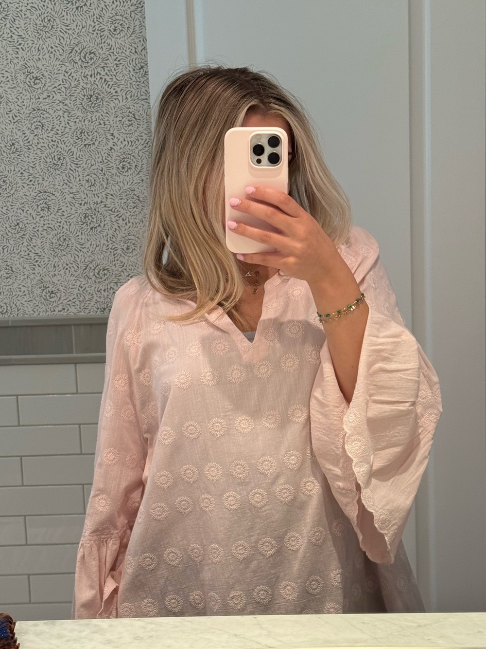 J.Jill blouse in light pink with flower detailing size XL